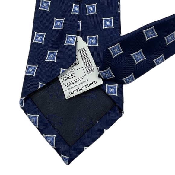 🆕JOS. A. BANK. Blue Geometric Silk DESIGNER Tie - Picture 4 of 4